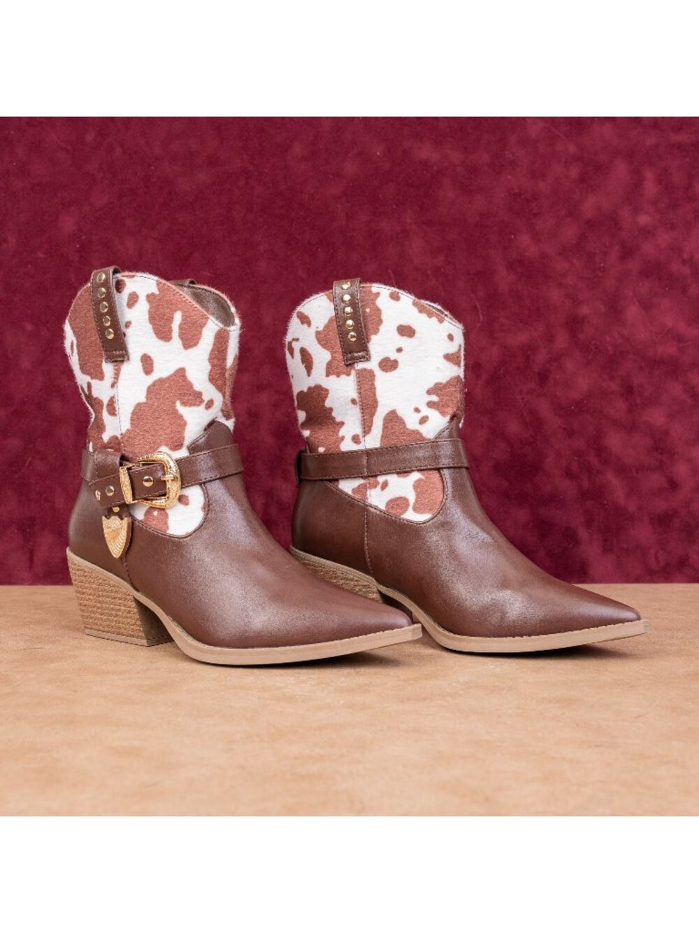 Seven7 Women Gayle Brown Faux Leather Cowgirl Western Pointy Toe Boots sz 8.5